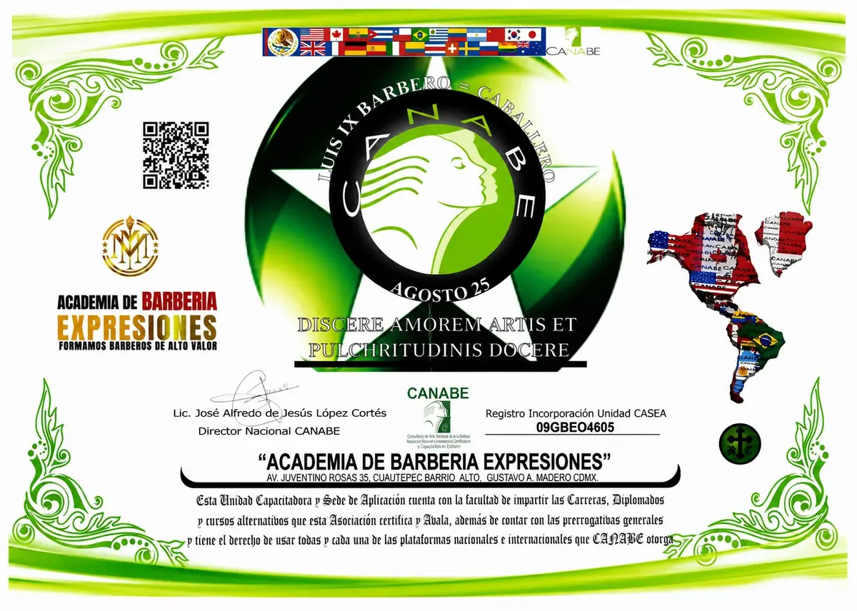 Constancia oficial de incorporación al CANABE — Academia de Barbería Expresiones, Registro 09GBEO4605