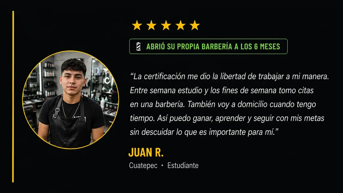 Testimonio de Juan R. — abrió su propia barbería a los 6 meses